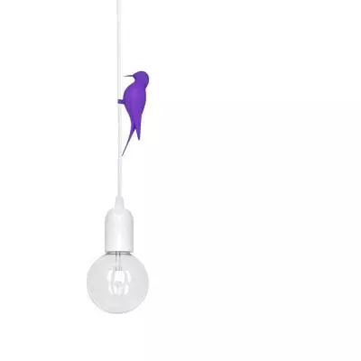 Suspension LETI LED oiseau Violet / Fil Blanc / Studio Macura