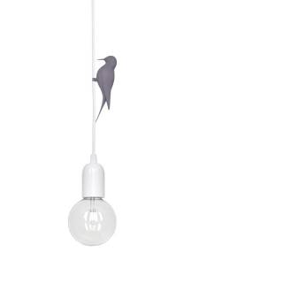 Suspension LED oiseau Gris LETI / Câble Blanc / Studio Macura