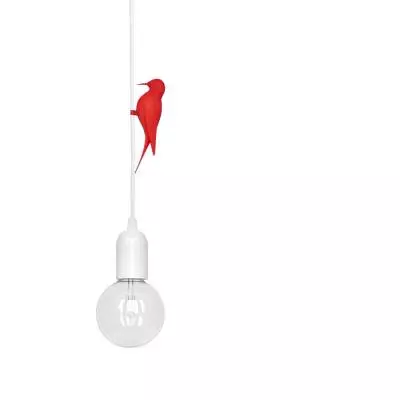 Suspension LETI oiseau Rouge 3D / Fil Blanc / Studio Macura