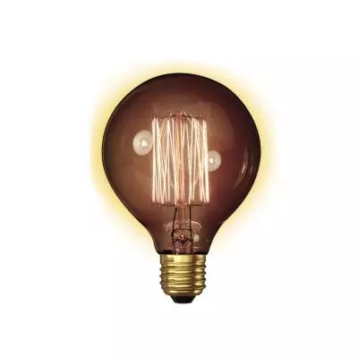 Ampoule globe ambre à filament carbone / 60W culot E27