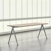 Table-bureau PYRAMID 01 / Chêne clair laqué mat - Piètement beige / 3 dimensions de plateau