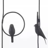 Suspension LED oiseau Noir OKO / Câble Noir / Studio Macura