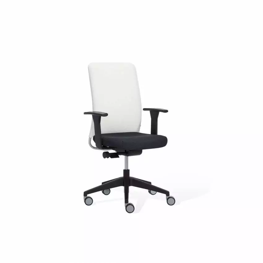 Chaise de bureau ONE / Blanc et noir / Avec accoudoirs