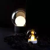 Lampe à poser BOULE SMALL / Verre Fumé - Blanc - Noir 