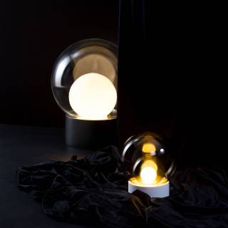 Lampe à poser BOULE SMALL / Verre Transparent - Blanc - Noir