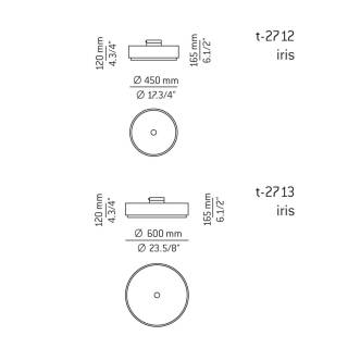 Plafonnier IRIS / Ø 45 ou 60 cm / Gris et Nickel