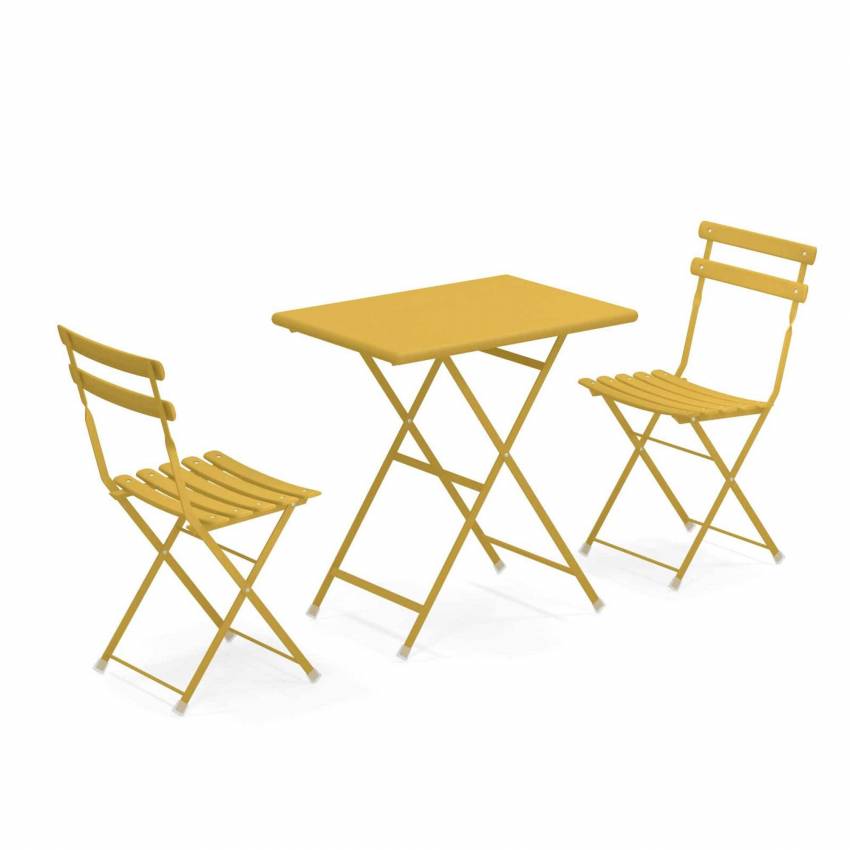 Composition : 1 Table et 2 Chaises de jardin ARC EN CIEL / 8 coloris