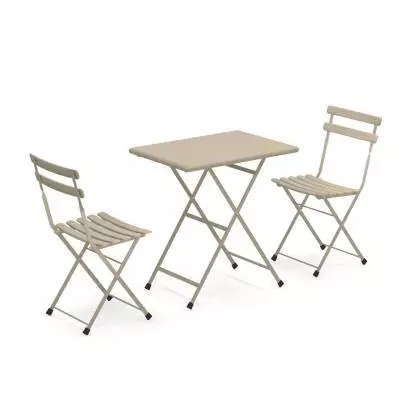 Composition : 1 Table et 2 Chaises de jardin ARC EN CIEL / Tourterelle
