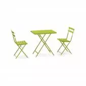 Composition : 1 Table et 2 Chaises de jardin ARC EN CIEL / vert