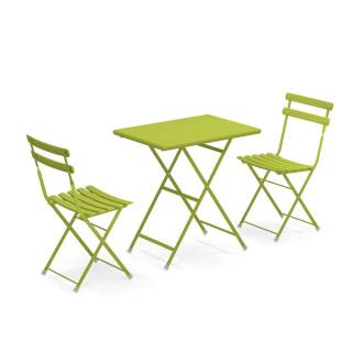 Composition : 1 Table et 2 Chaises de jardin ARC EN CIEL / vert
