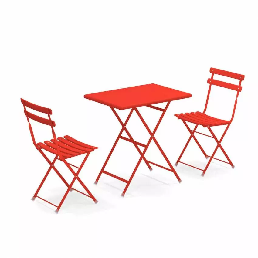 Composition : 1 Table et 2 Chaises de jardin ARC EN CIEL / Rouge