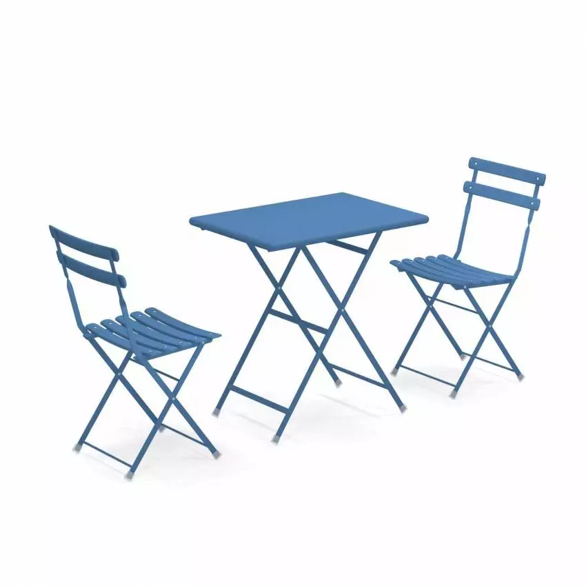 Composition : 1 Table et 2 Chaises de jardin ARC EN CIEL / Bleu
