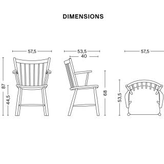 Chaise avec accoudoirs J42 / H. 87 cm / Chêne Huilé