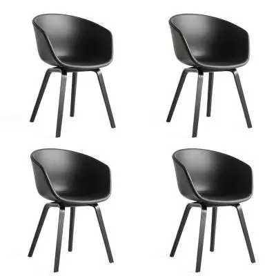 Lot de 4 chaises AAC 23 / Noir / Pied Noir