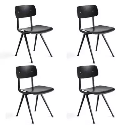 Lot de 4 chaises RESULT / Noir / Piètement Noir