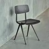 Lot de 4 chaises RESULT / Noir / Piètement Noir