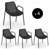 Lot de 4 fauteuils de jardin ROUND / H. 79 cm / 3 coloris