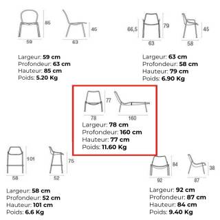 Chaise longue outdoor ROUND / P. 1,6 m / 3 coloris