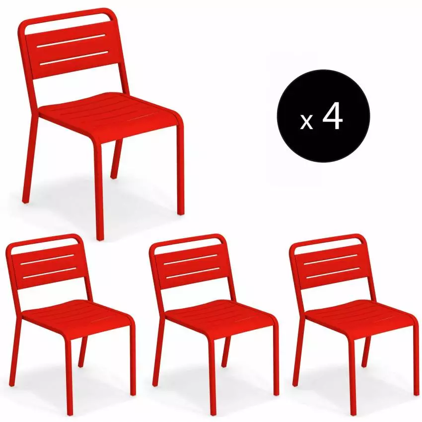 Lot de 4 chaises de jardin URBAN / H. 81 cm / 7 coloris