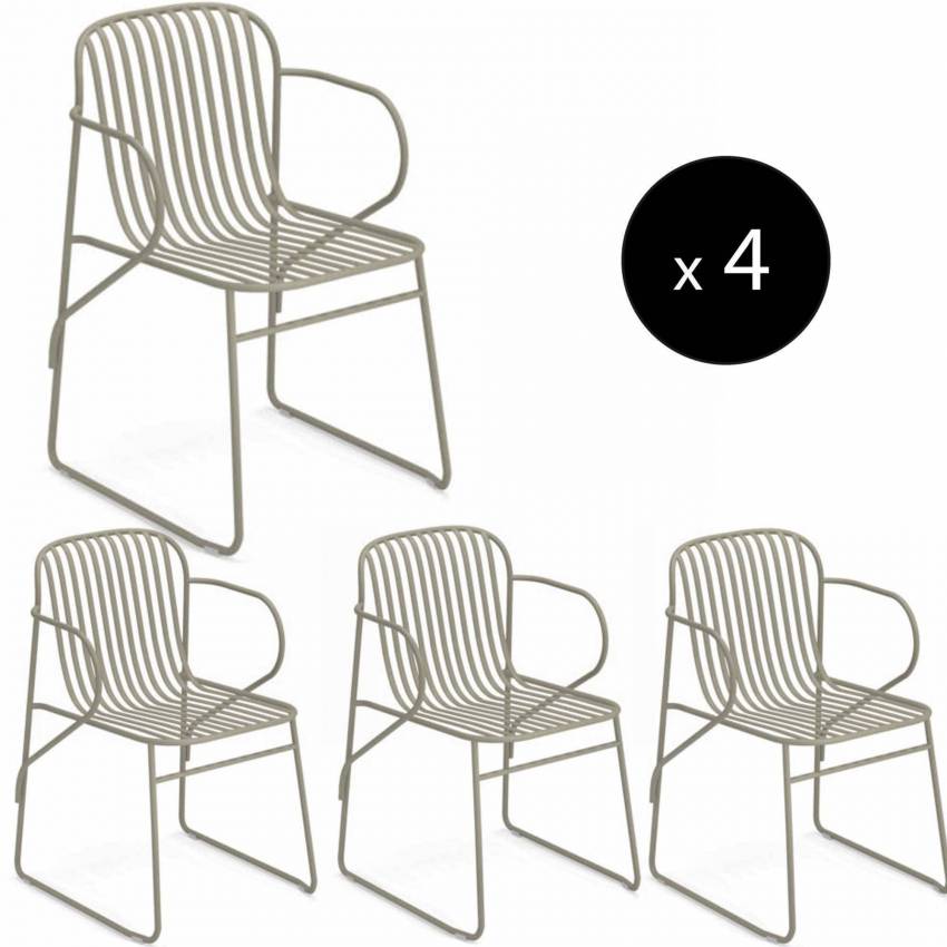 Lot de 4 fauteuils d'extérieur RIVIERA / H. 78 cm / 6 coloris