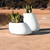 Pot de fleur outdoor STONES / H. 40 cm / Blanc