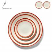 Lot de 2 assiettes DÉ en porcelaine / 4 dimensions / Blanc et Rouge