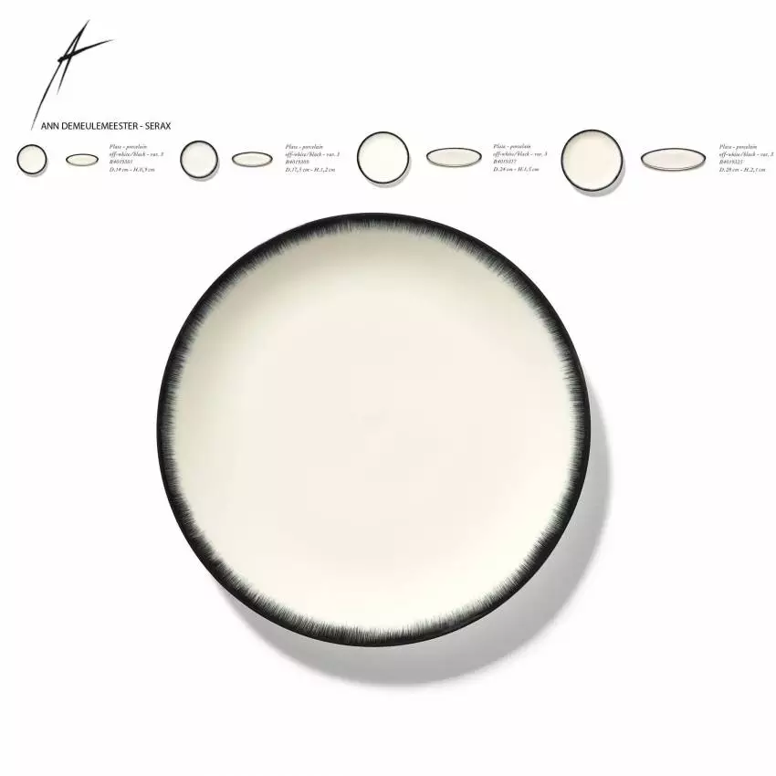 Lot de 2 assiettes DÉ en porcelaine / 4 dimensions / Blanc et Noir