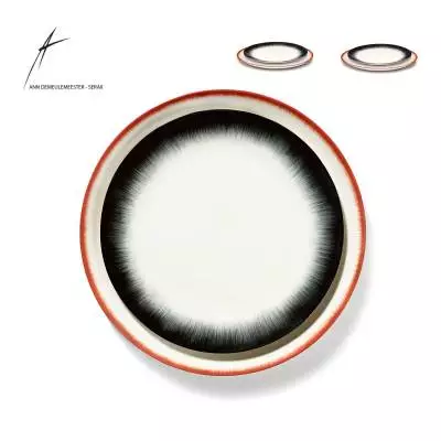 Combinaison de 2 assiettes DÉ en porcelaine / 2 dimensions / Noir et Rouge