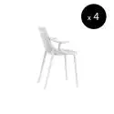 MAUD Lot de 4 Chaises avec accoudoir IBIZA / H. assise 45 cm / Blanc
