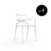 MAUD Lot de 4 Chaises outdoor DELTA / H. assise 46 cm / Blanc