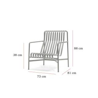 Chaise lounge PALISSADE / H. assise 38 cm / Gris Ciel