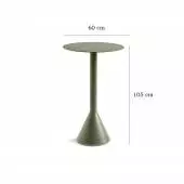 Dimensions table haute d'extérieur PALISSADE / Plateau rond Ø 60 cm / Olive