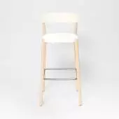 Tabouret NOA / H. assise 66 cm / Blanc et piètement Bois