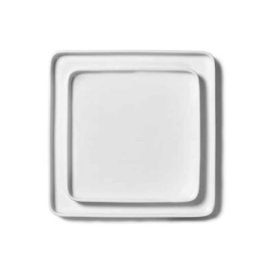 Lot Assiettes carrées HEII / L. 20 cm-24 cm / Porcelaine Blanche