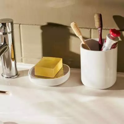 Pot pour brosses à dents BIRILLO / PMMA Blanc / Alessi