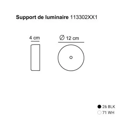 Support de luminaire / Ø 12 cm / Blanc - Noir / Estiluz