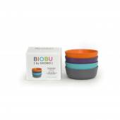 Set 4 bols pour enfants BAMBINO prune, gris, bleu lagon et orange - BIOBU by Ekobo