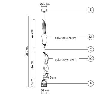 Dimensions pour suspension deux ecureuils SHERWOOD ET ROBIN / H. 11,5 cm / Ceramique / Blanc / Karman