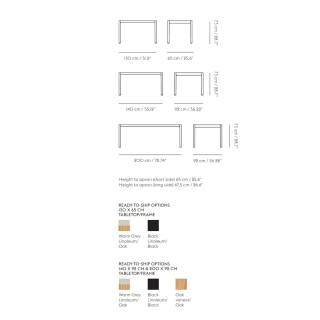 Dimensions et coloris pour table WORKSHOP / Muuto