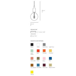 Dimensions et coloris pour suspension silicone E27 LED / Muuto