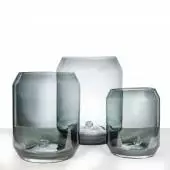 Pot, vase HURRICANE / H. 28, 35 ou 43 cm / Verre / Teinté gris / Gommaire