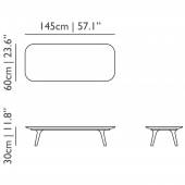 Table basse rectangulaire ou carrée ZIO / 60 x 145, 110 x 110 cm / Bois massif teinté Marron / Moooi