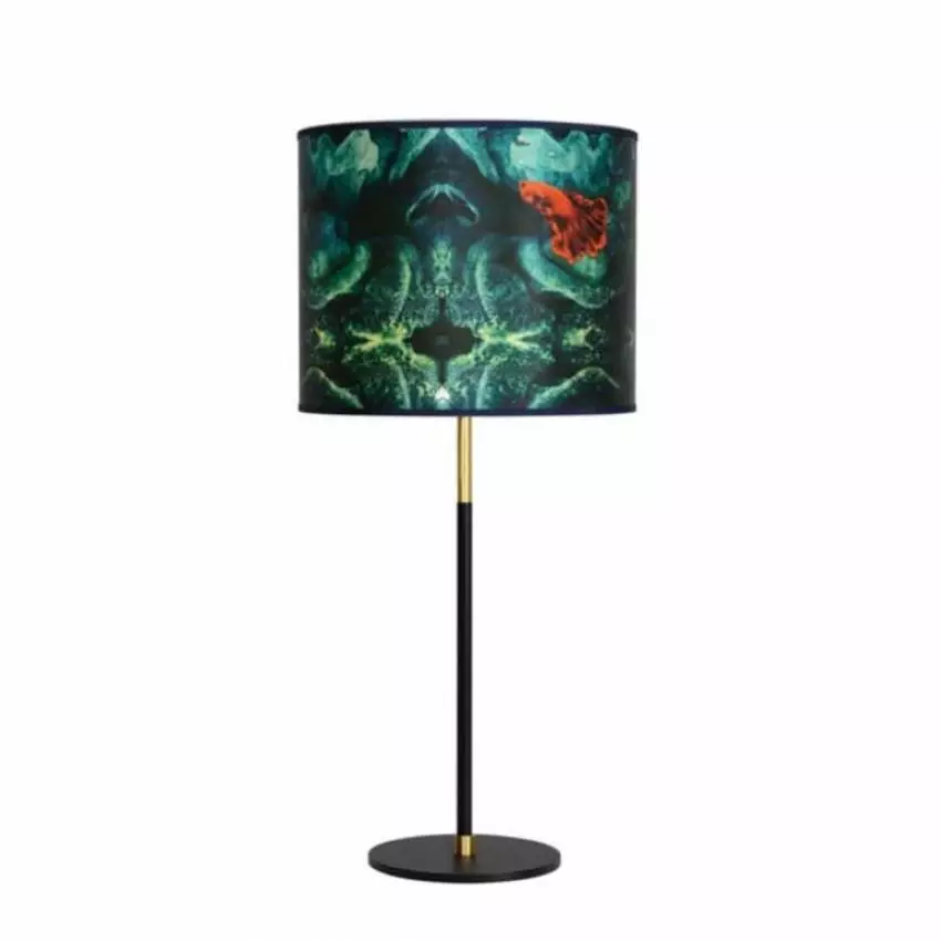 Lampe de table DAME DE PIQUE WANDA / H. 68 cm - Ø 31 cm / Tissu / Vert Rouge / Un autre Regard