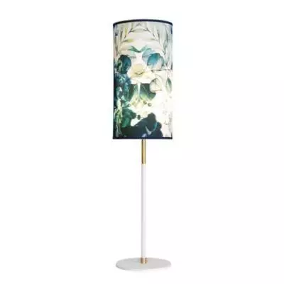 Lampe de table DAME DE PIQUE ENCRE / H. 80 cm - Ø 19 cm / Tissu / Blanc Bleu / Un autre Regard