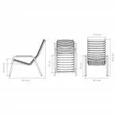 Dimension fauteuil lounge RECLIPS / H. assise 40 cm / Accoudoirs / Plastique recyclé / Houe