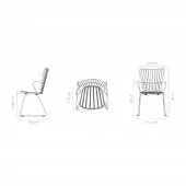 Dimension chaise outdoor avec accoudoirs PAON / H. assise 46 cm / Métal Bambou / Houe