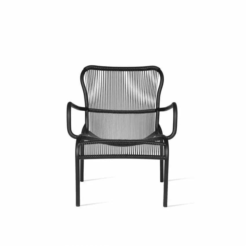 Fauteuil lounge de jardin LOOP / H. assise 39 cm / Corde Polypropylène / Noir / Vincent Sheppard
