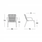 Dimension fauteuil lounge de jardin LOOP / H. assise 39 cm / Corde Polypropylène / Vincent Sheppard