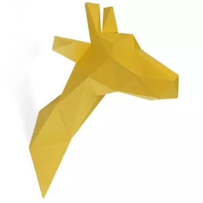 Trophée mural girafe en 3D / Papier recyclé / Jaune / Agent Paper