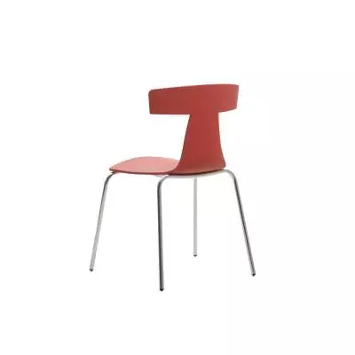 Chaise REMO / H. assise 45 cm / Plastique / Rouge corail / Plank